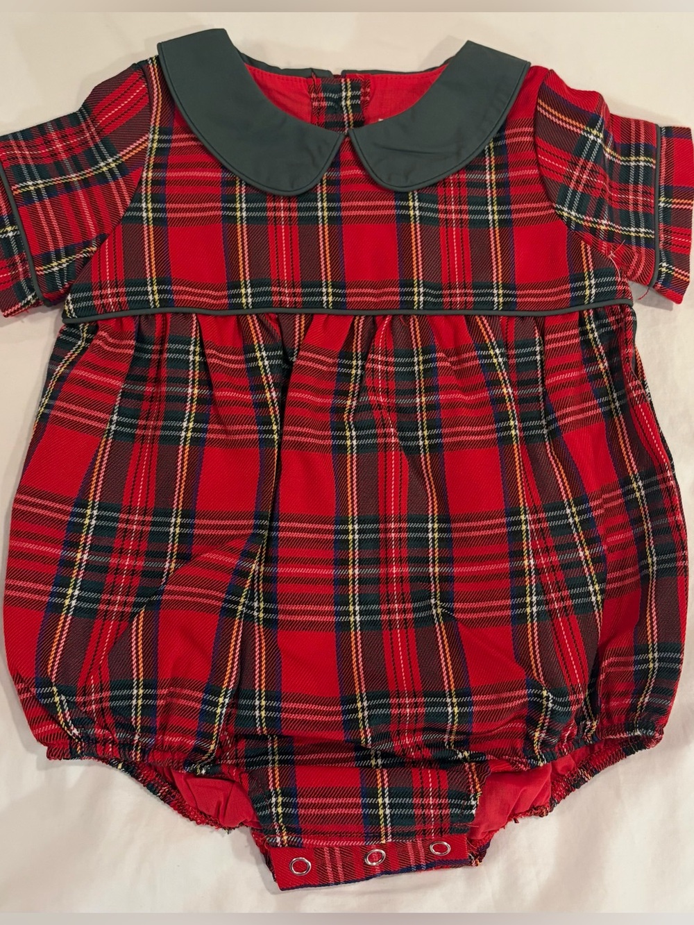 Southern Smocked Co Boys Christmas Plaid Bubble sz 12 months NWT